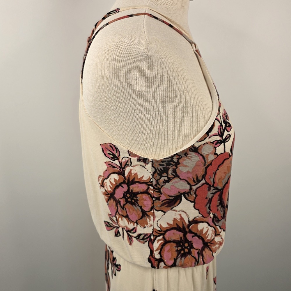 Hummingbird Women's Floral Maxi Dress Small Flowy Slit Back Tie Spaghetti Straps - Picture 4 of 7